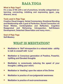 Raj Yoga - What is Meditation?